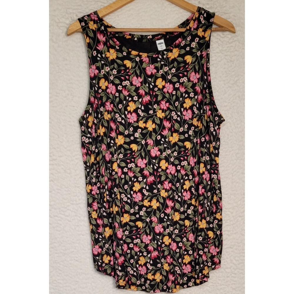 Old Navy Womens Tank Top Size L Floral Sleeveless Stretch Shirt 1494